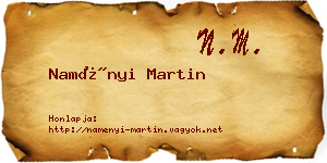 Naményi Martin névjegykártya