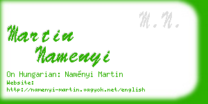 martin namenyi business card